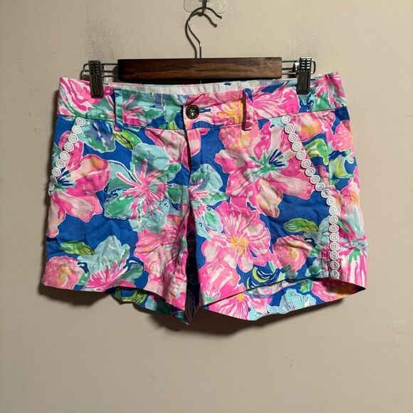 Lilly Pulitzer Callahan Shorts 5" Beckon Blue Jungle Utopia Floral Print- Size 4 - Picture 2 of 9